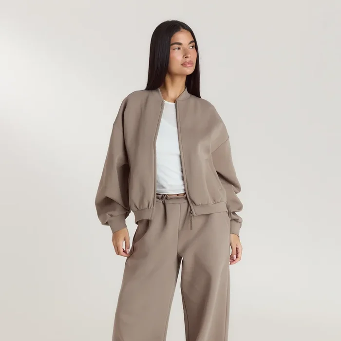 Neoprene Bomber Jacket – Taupe