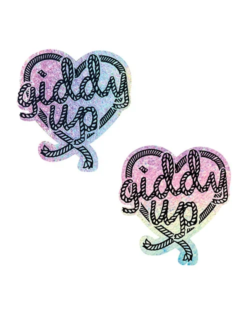 Neva Nude Giddy Up Heart Reflective Pasties – Rainbow O/S