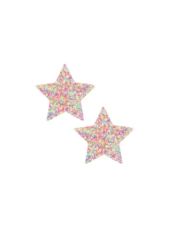 Neva Nude UV Reactive Star Sprankles Rainbow Dot Pasties