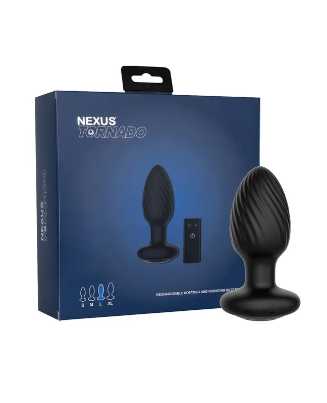 Nexus Tornado Rotating & Vibrating Large Butt Plug with Remote – Black