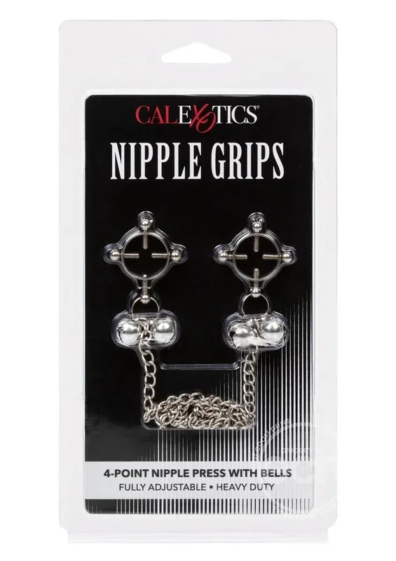 Nipple Grips 4-Point Nipple Press with Bells – Silver