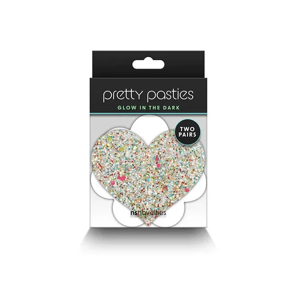 NS Novelties Pretty Pasties – Set de corazón y flores que brillan en la oscuridad