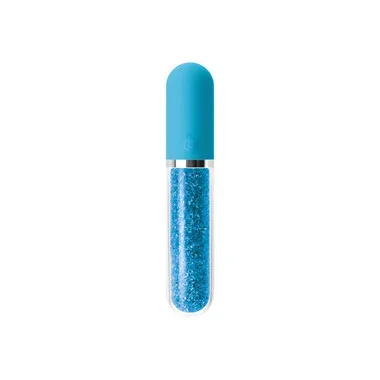 NS Novelties Stardust Charm 7-function Rechargeable Glass & Silicone Vibrator Blue