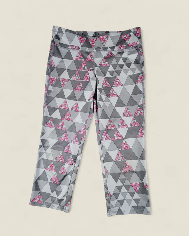 OLD NAVY GREY PATTERNED CAPRIS LEGGINGS GIRLS 10-12Y PRE-LOVED