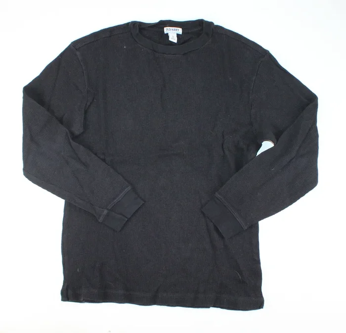 OLD NAVY WAFFLE BLACK TOP 10/12Y PRE-LOVED