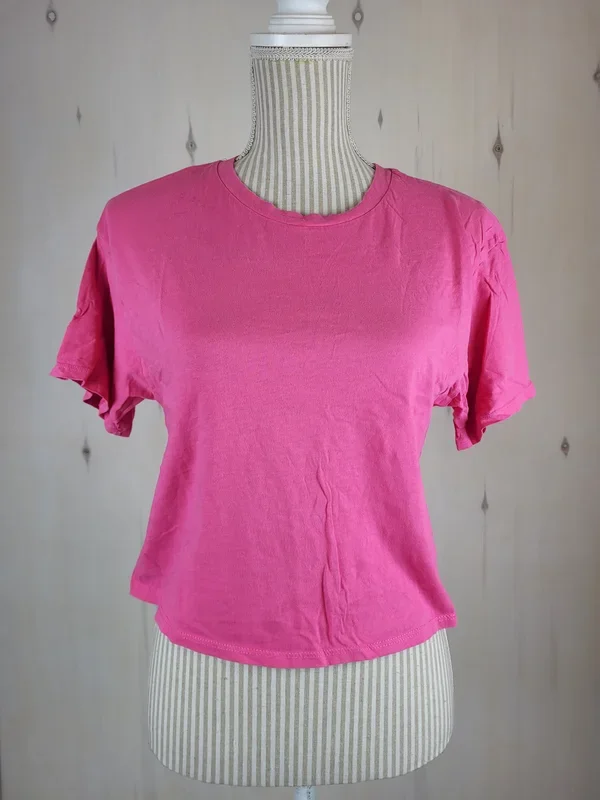 ORGANIC COTTON PINK TSHIRT LADIES MEDIUM PRE-LOVED