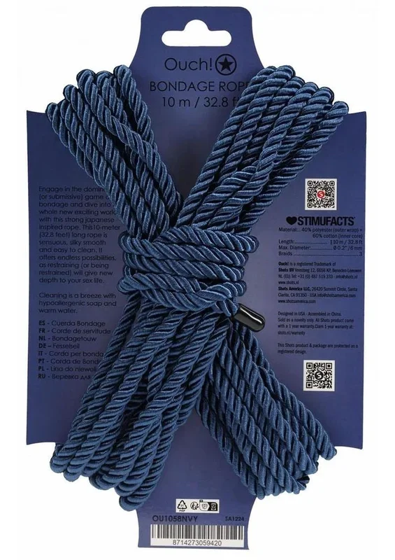 Ouch Bondage Rope 10 Meter Nylon – Navy Blue