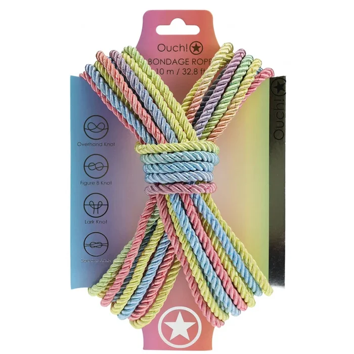 OUCH! Bondage Rope – 10 M – Multicolour 1 – Multicoloured Nylon Bondage Rope – 10 metre Length