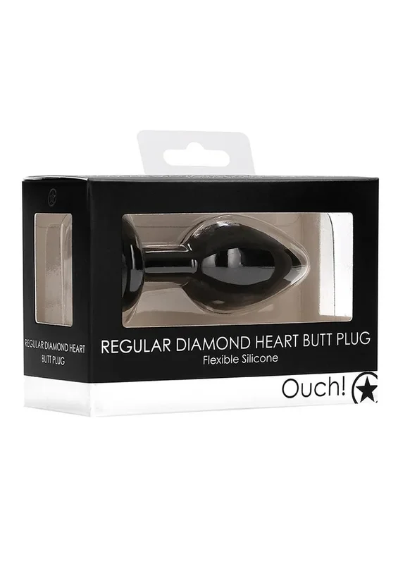 Ouch! Diamond Heart Butt Plug – Regular – Black
