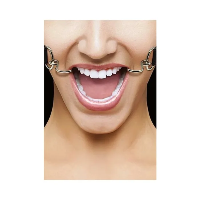 Ouch Hook Gag with Leather Straps Black O/S