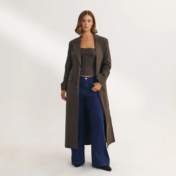 Oversized Longline Blazer – Dark Brown