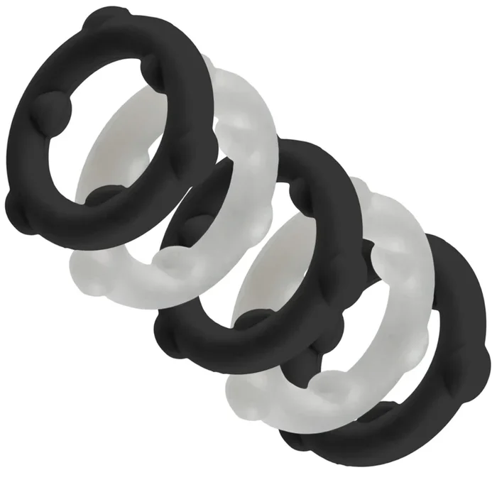Oxballs Gearheads Silicone Cock Ring 5 Pack Black Vapor
