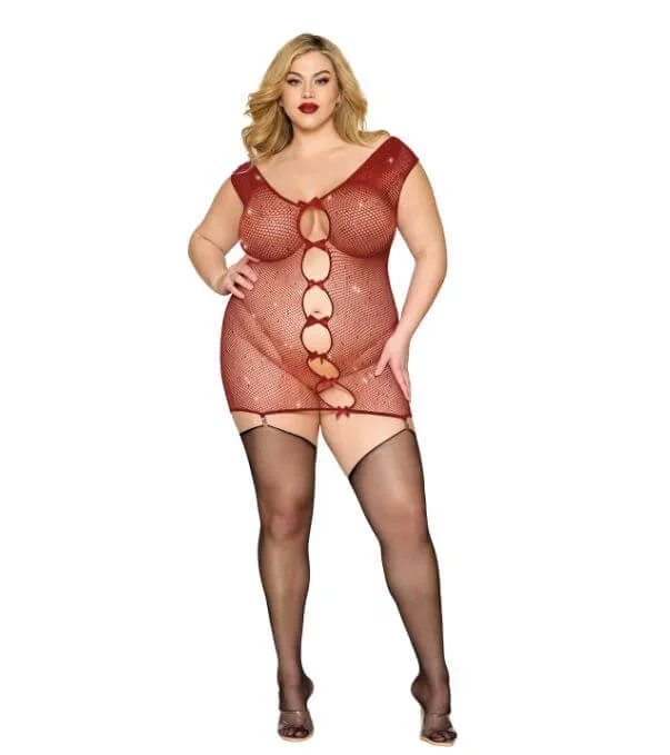 Oxblood Seamless Garter Slip with Iridescent Rhinestones – Q/S