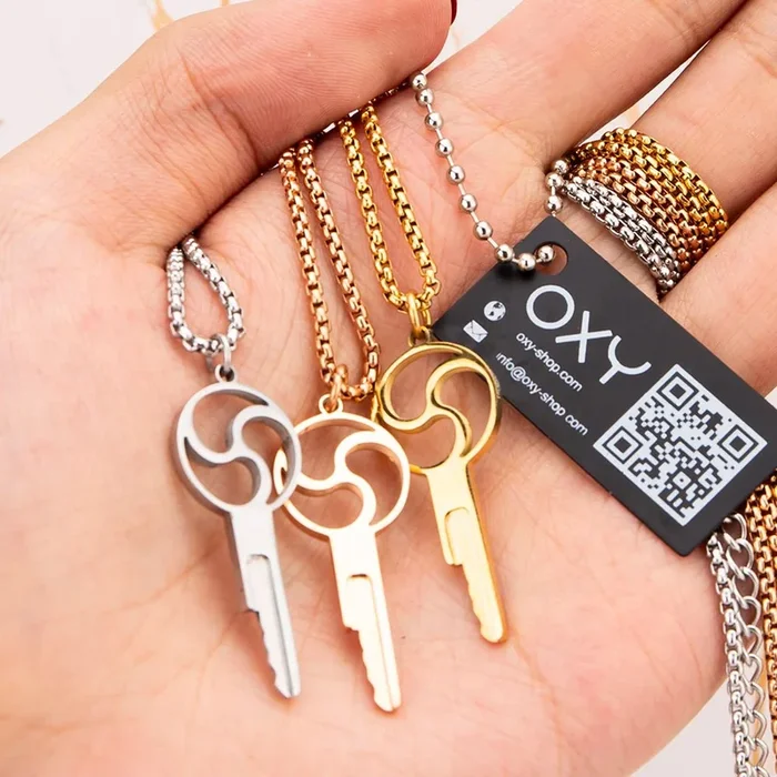 Ожерелье «Ключ целомудрия Triskelion» — золото и сталь