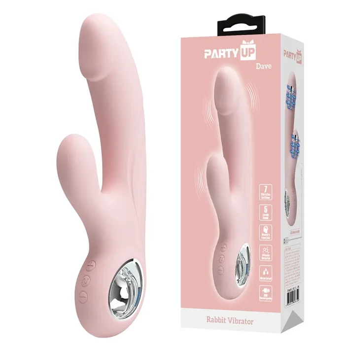 Party Up DAVE Rabbit Vibe – Pink – Pink 19 cm USB Rechargeable Rabbit Vibrator