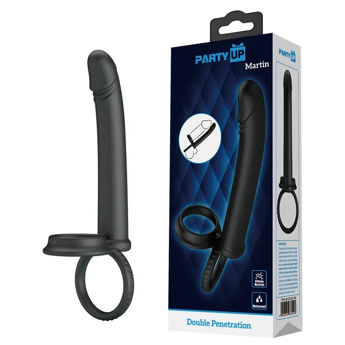 Party Up MARTIN Double Penetrator – Black Cock & Ball Rings with Double Penetrator