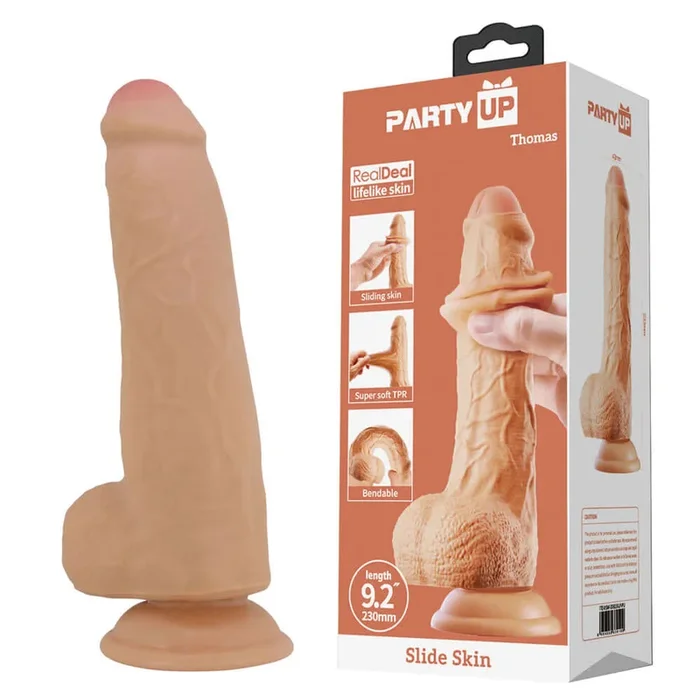 Party Up THOMAS Slide Skin Dong – Flesh 23 cm Flexible Dildo