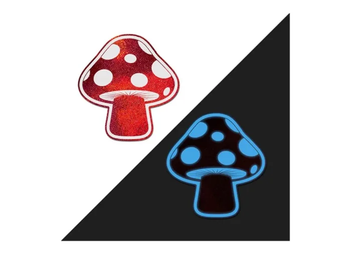 Pastease Mushroom: Shiny Red & White Glow-in-the-Dark Shroom Pasties