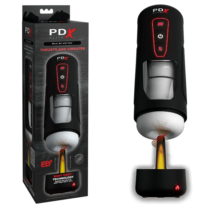 PDX Elite Milk Me Hotter – USB Rechargeable Thrusting Heating & Vibrating Auto Stroker