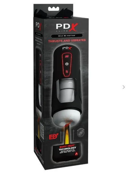 PDX ELITE Milk Me Hotter Intermittent Thrusting Stroker – Black