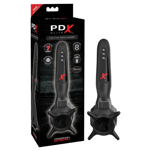 PDX Elite Vibrating Roto-Sucker – Black Vibrating Head Masturbator