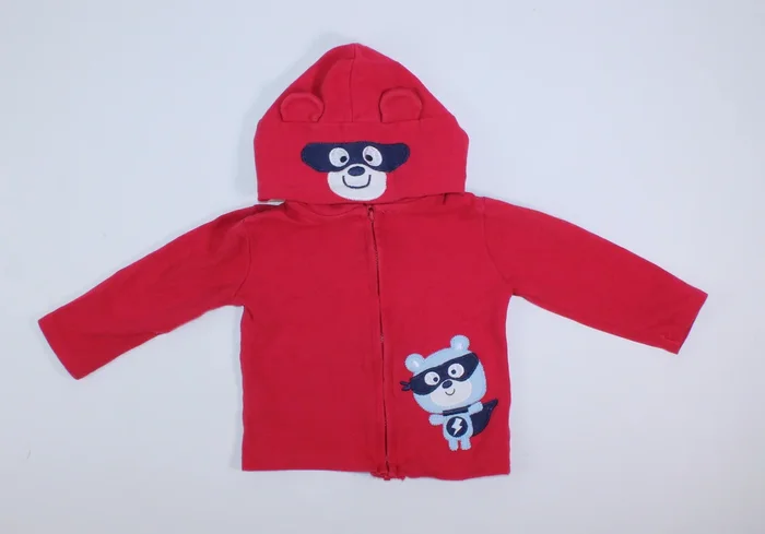 PEKKLE RED HOODIE WITH BEAR 12M PRE-LOVED