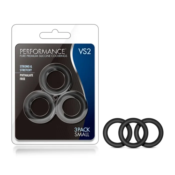 Performance – Vs2 Pure Premium Silicone Cockrings – Small – Black