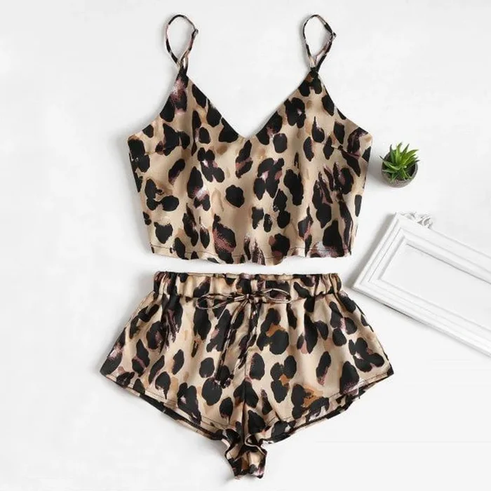 pijamas de mujer Leopard Pajamas For Women Sexy Pijamas Women Short Pyjamas Women Sleepwear Set Pjs pyjama femme sexy пижамы new