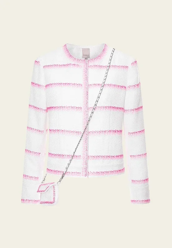 Pink Stripe White Tweed Jacket