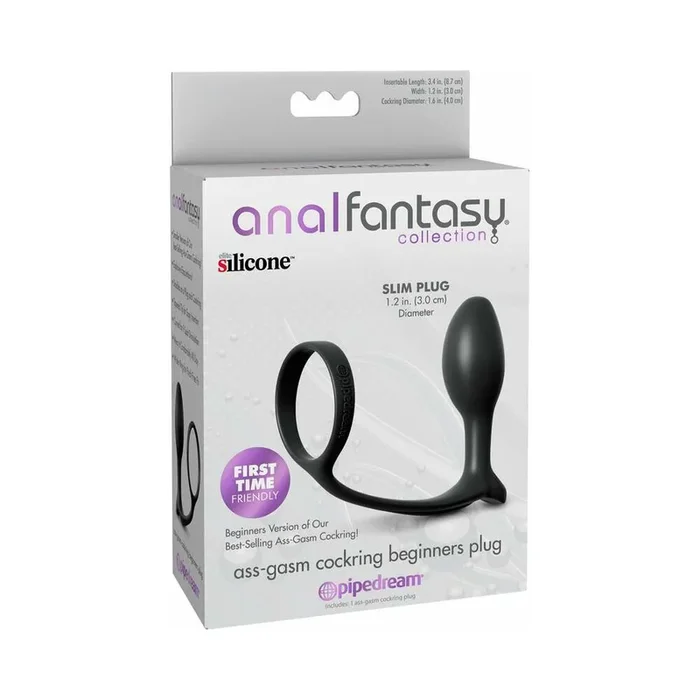 Pipedream Anal Fantasy Collection Silicone Ass-Gasm Cock Ring Beginner’s Plug Black
