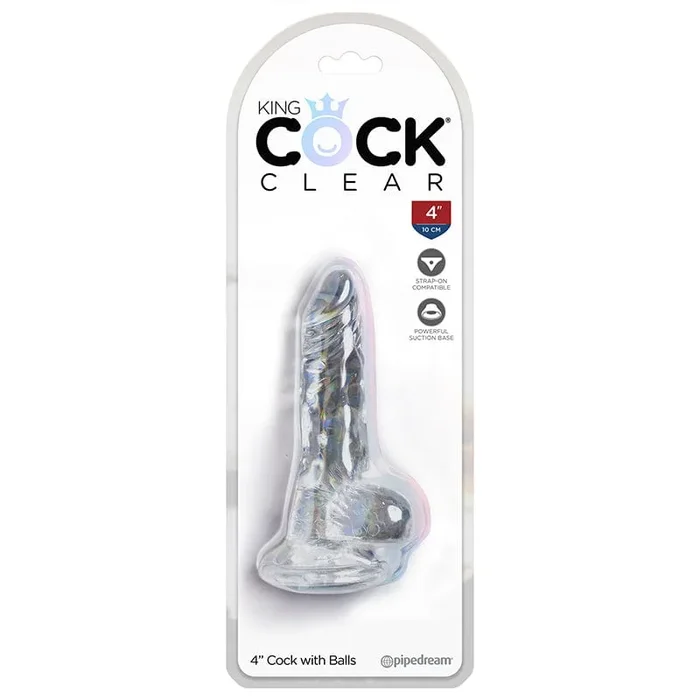 Pipedream Products King Cock Clear 4″ Cock With Balls