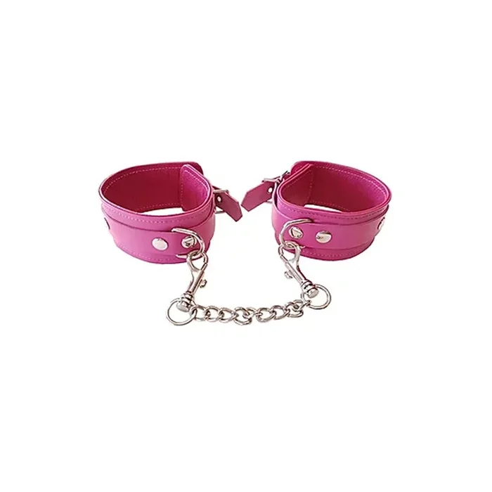 Plain Leather Wrist Cuffs – PINK