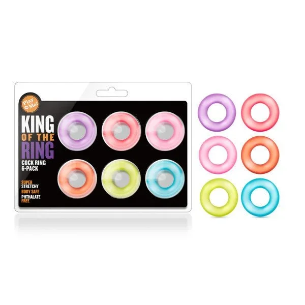 Play With Me – King of the Ring Coloured Cock Rings – Set of 6