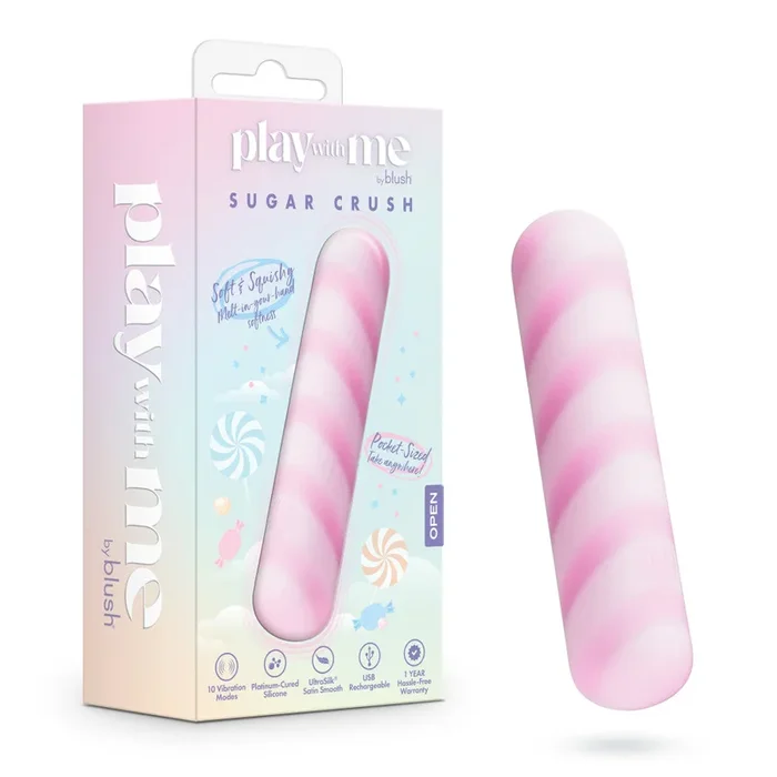 Play With Me by Blush ® | Sugar Crush 4 Inch Silicone Bullet Vibrator – USB Rechargeable Clitoral Nipple Massager – In Pink