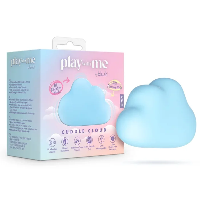 Play With Me | Cuddle Cloud Handheld Silicone Clitoral Vibrator With Sensual Pleasure Nubs – USB Rechargeable – In Blue