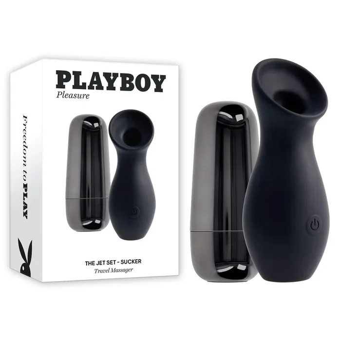 Playboy Pleasure THE JET SET – SUCKER – Black 10.3 cm Sucking Stimulator with Rechargeable Charging Case