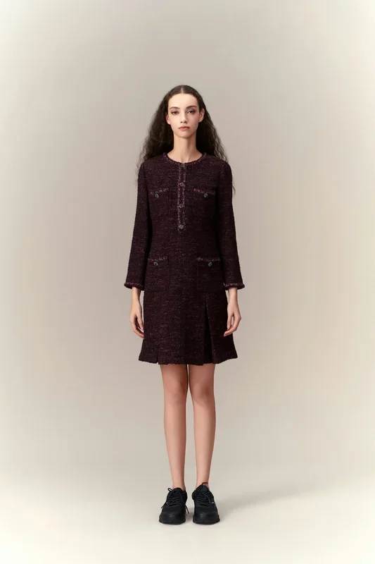 Pleat-detail Patch-pocket Dress