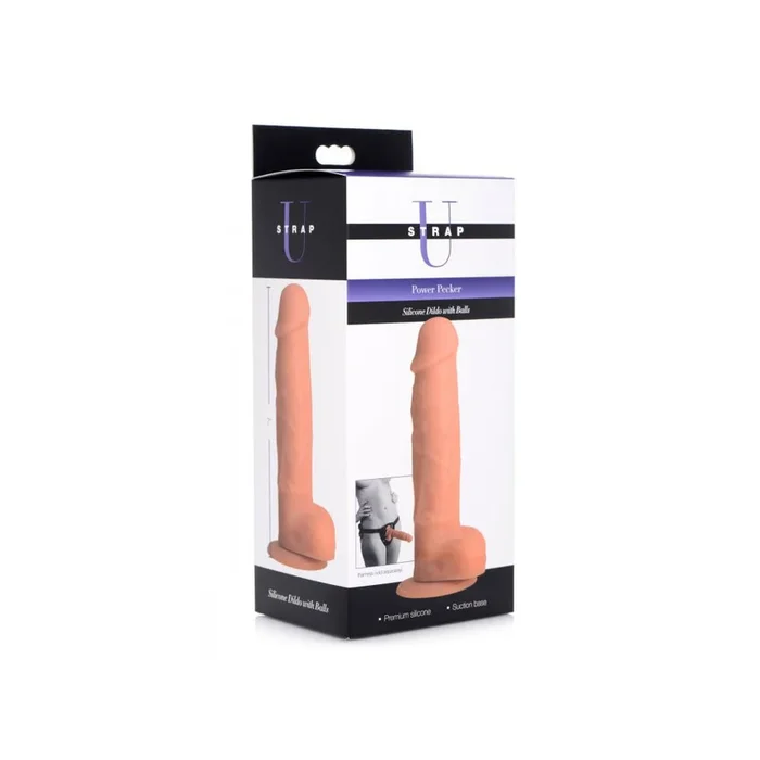 Power Pecker 7 Inch Silicone Dildo With Balls – Flesh