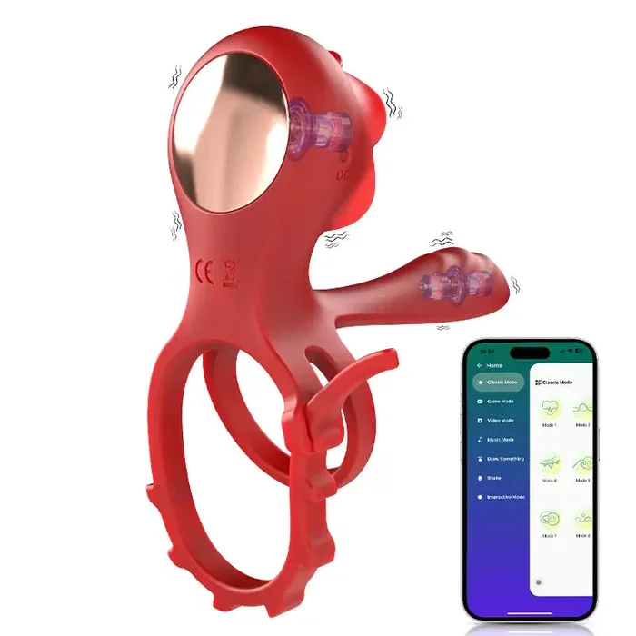 PR8: Rose Cock Ring with Dual Motors & 10 Vibration Modes for Couples