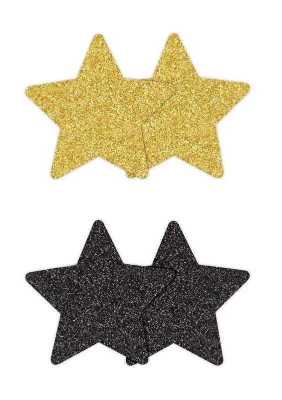 Pretty Pasties Glitter Stars – Black/Gold