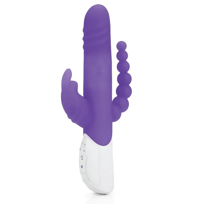 Rabbit Essentials Double Penetration Rabbit Vibrator With Rotating Shaft Purple
