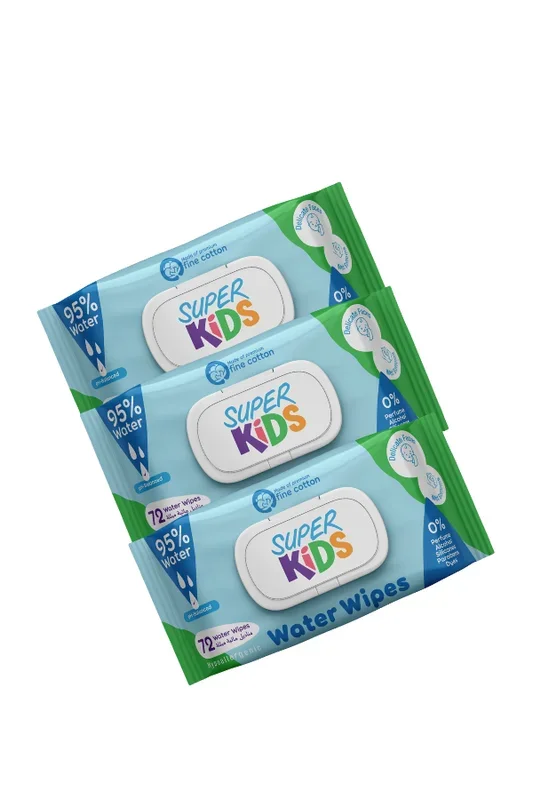 عرض 3 قطع سوبركيدز مناديل مبللة 72 قطعة
