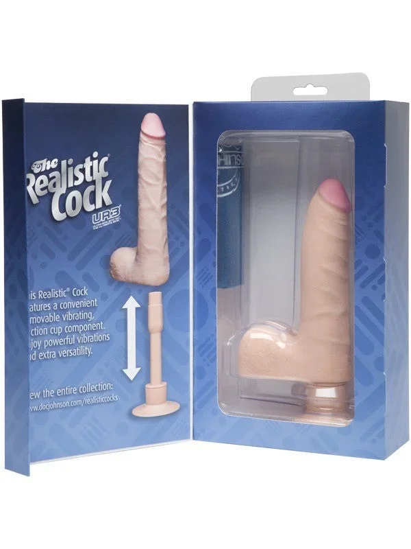 Realistic Cock – UR3 Vibrating 7 in. SLIM With Balls White