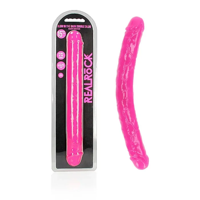 REALROCK 38 cm Double Dong Glow – Pink – Pink 38 cm (15”) Double Dong