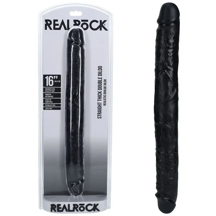 REALROCK 40cm Thick Double Dildo – Black-(rea186blk)