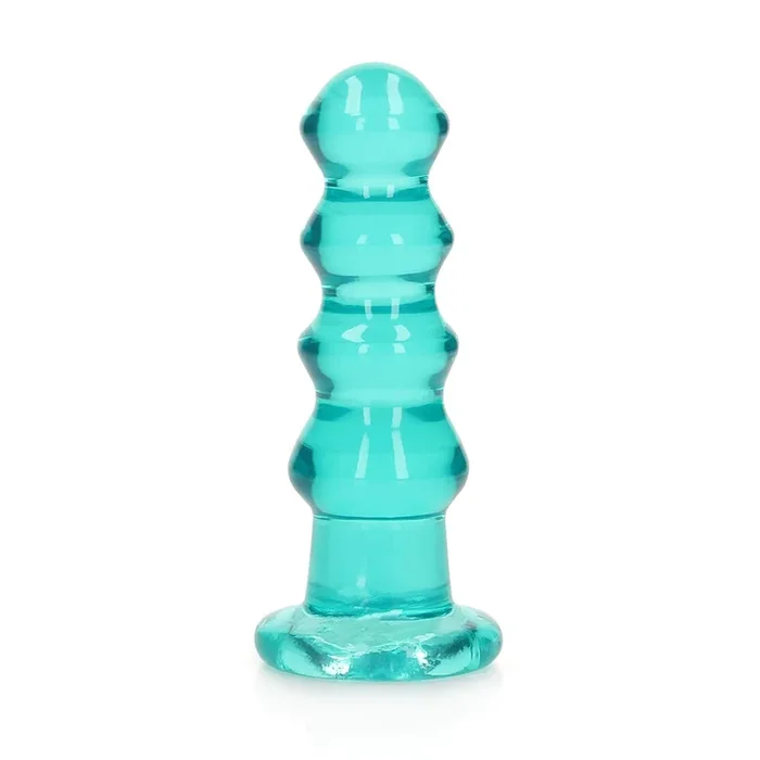 Realrock Crystal Clear Curvy Dildo Or Butt Plug 5.5” Turquoise