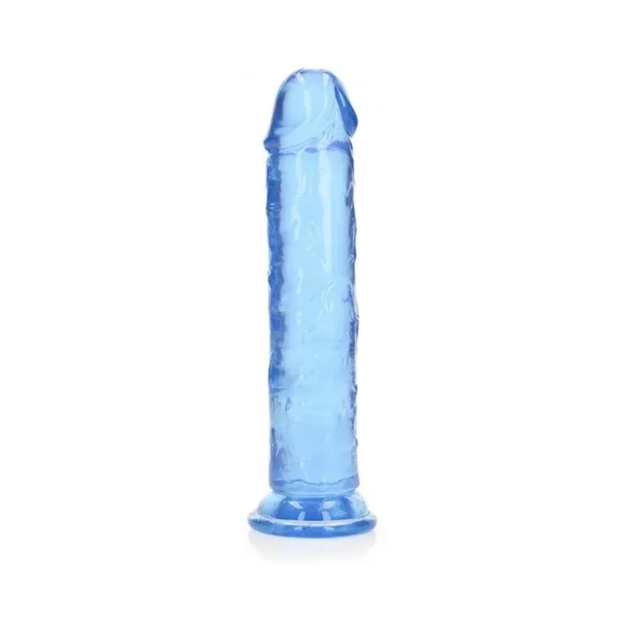 Realrock Crystal Clear Straight 8 In. Dildo Without Balls Blue