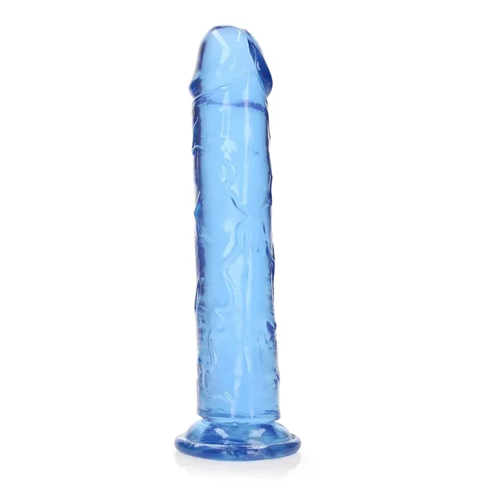 Realrock Crystal Clear Straight Realistic Dildo With Suction Cup 9” Blue