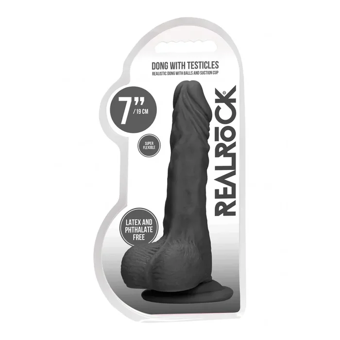 Realrock Dong With Testicles 7″ Black