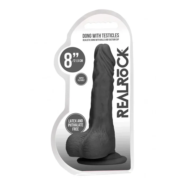 Realrock Dong With Testicles 8″ Black